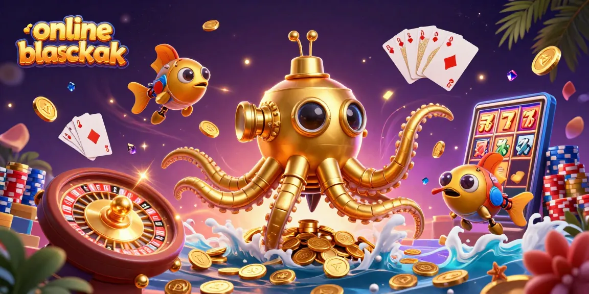 Experience the excitement of online blackjack with mechanical fish and a golden kraken submarine!