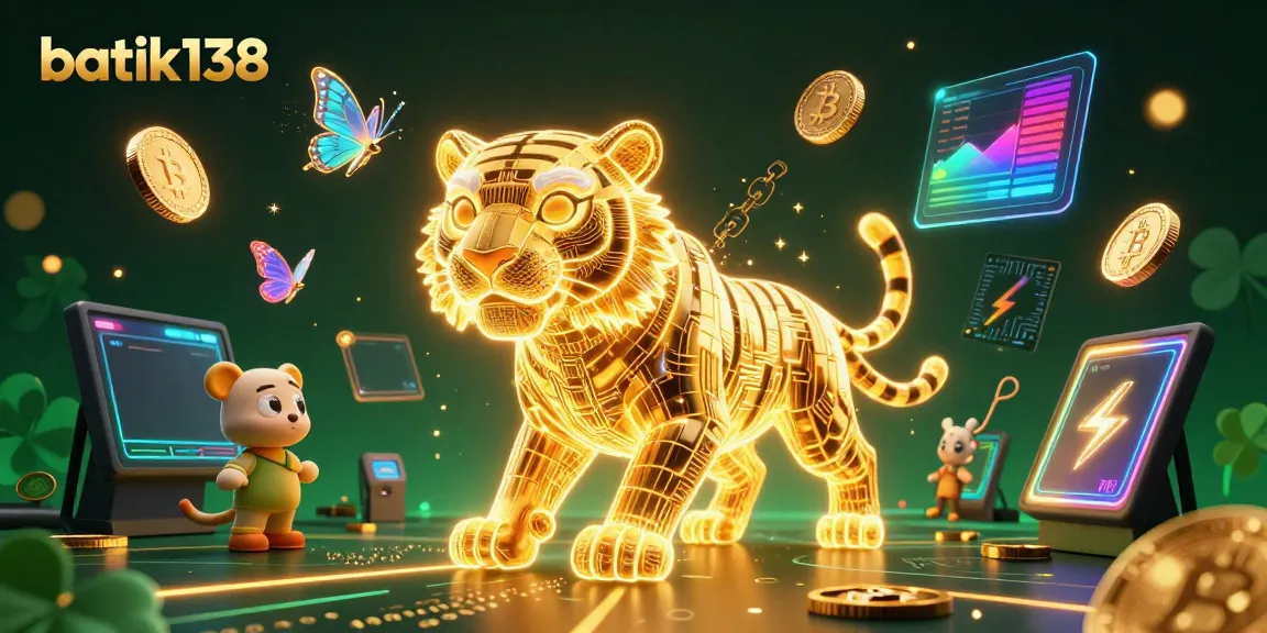 Gambarkan batik138 dengan singa emas neon dalam dunia kasino digital yang penuh warna