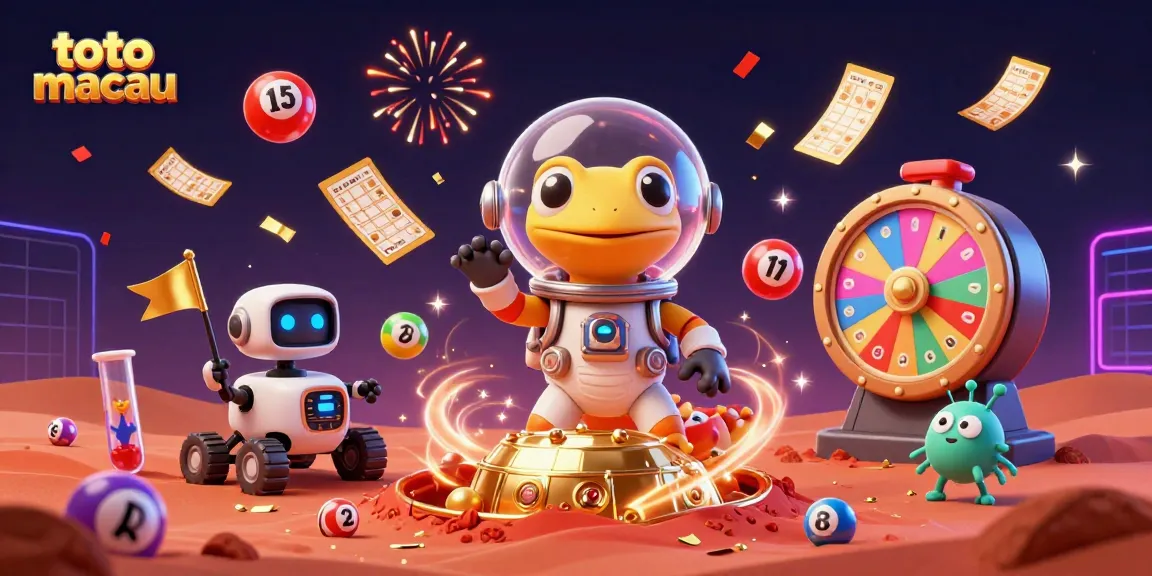Experience exciting toto macau gameplay with a vibrant 3D Martian scene celebrating winnings amidst colorful game elements.