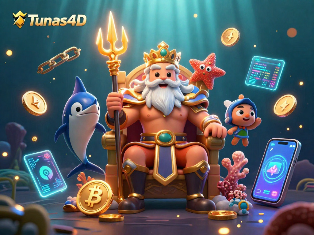 Engage in thrilling gameplay with Tunas4D featuring Neptune and vibrant crypto elements.