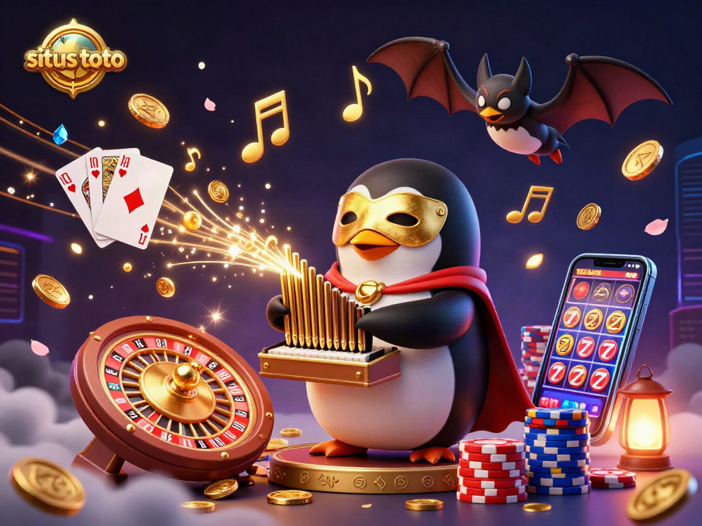 Gambarkan permainan situs toto dengan warna cerah, koin emas berjatuhan dan jackpot yang melimpah.