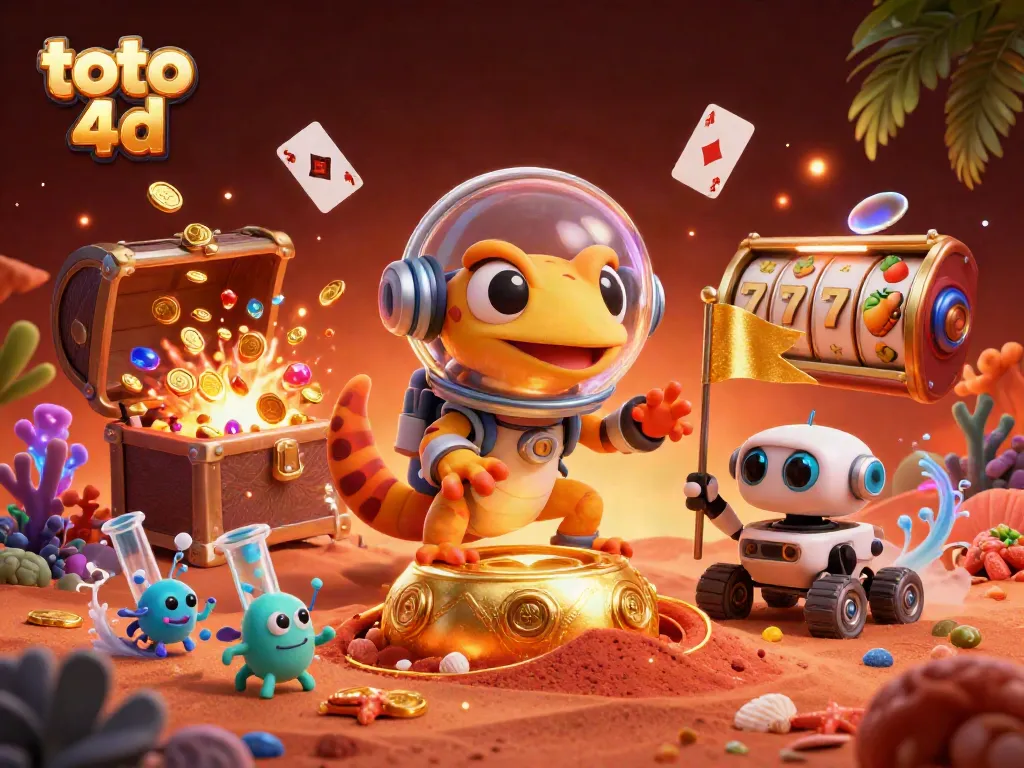 Memenangkan toto 4d dengan gecko luar angkasa mencari kasino emas yang terpendam di Mars.