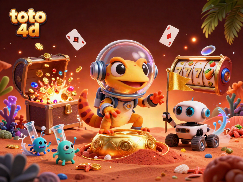 Memenangkan toto 4d dengan gecko luar angkasa mencari kasino emas yang terpendam di Mars.