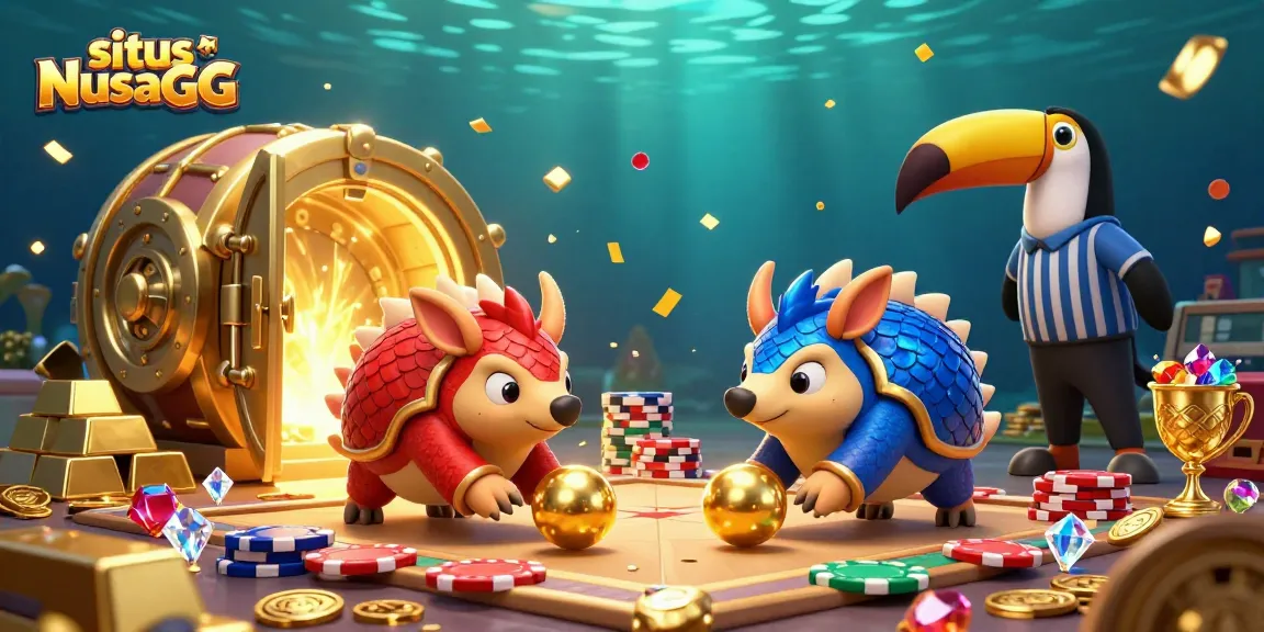 Swipe through vibrant scenes as the situs NusaGG pangolins roll golden balls amidst poker chips.