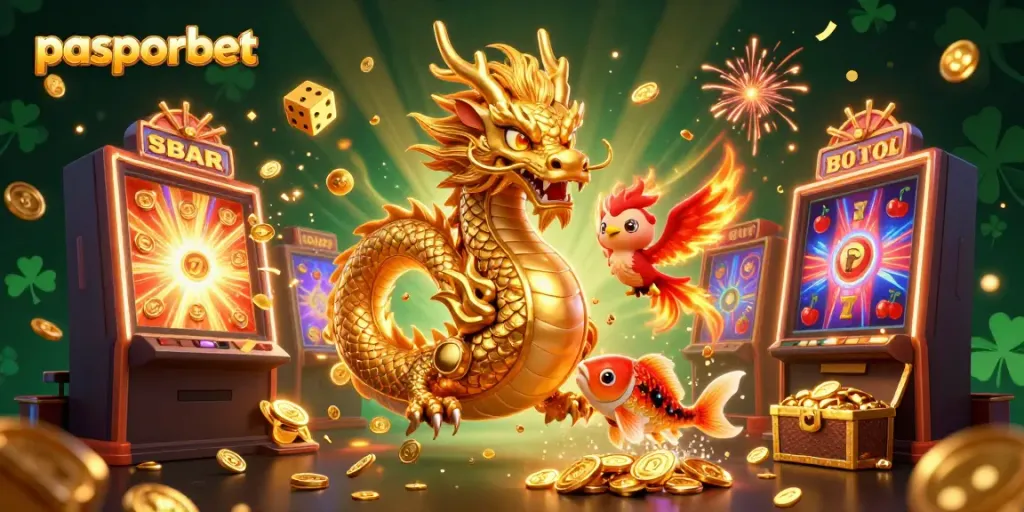Menangkan jackpot dengan pasporbet di mesin slot yang memukau dengan naga emas dan ikan koi.