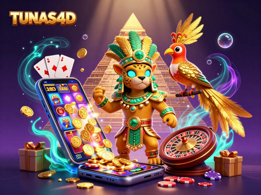 TUNAS4D invites you to experience vibrant slot action with golden coins, spinning reels, and colorful gameplay.