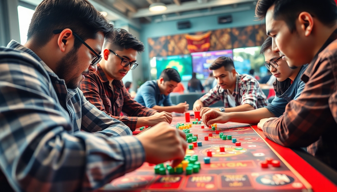 Melihat rikitogel game di https://thegizzlereview.com/ dengan pemain bersemangat dan papan permainan berwarna.