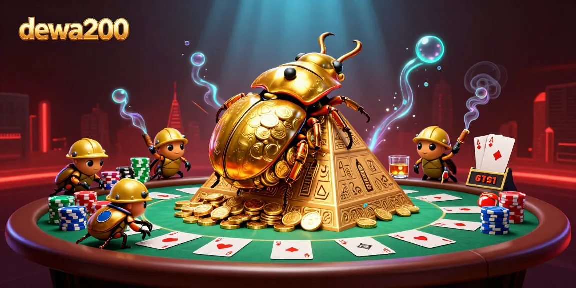 Gambarkan dewa200 saat bermain poker di meja hijau dengan koin emas yang berkilau.