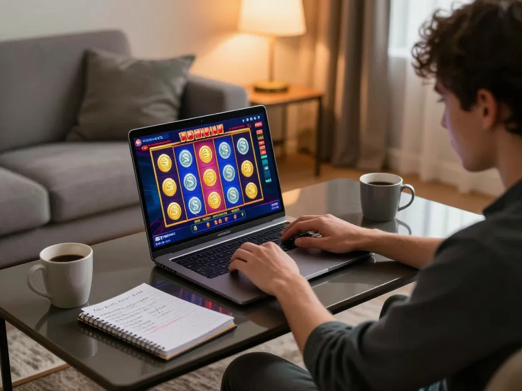Engaging online gaming experience on SIS4D with vibrant slot graphics and user strategy notes.