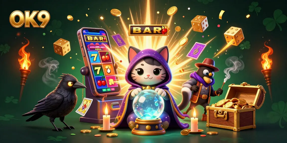 Spin the reels at OK9's vibrant casino with mystical characters and thrilling game elements!