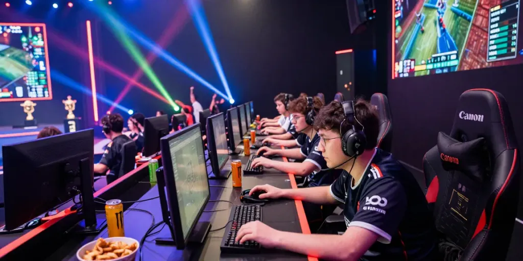 Para pemain di situs gacor dalam arena esports yang meriah.