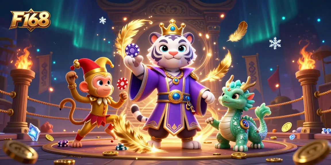 Engage in thrilling gameplay at F168 with vibrant characters, poker chips, and immersive casino elements.