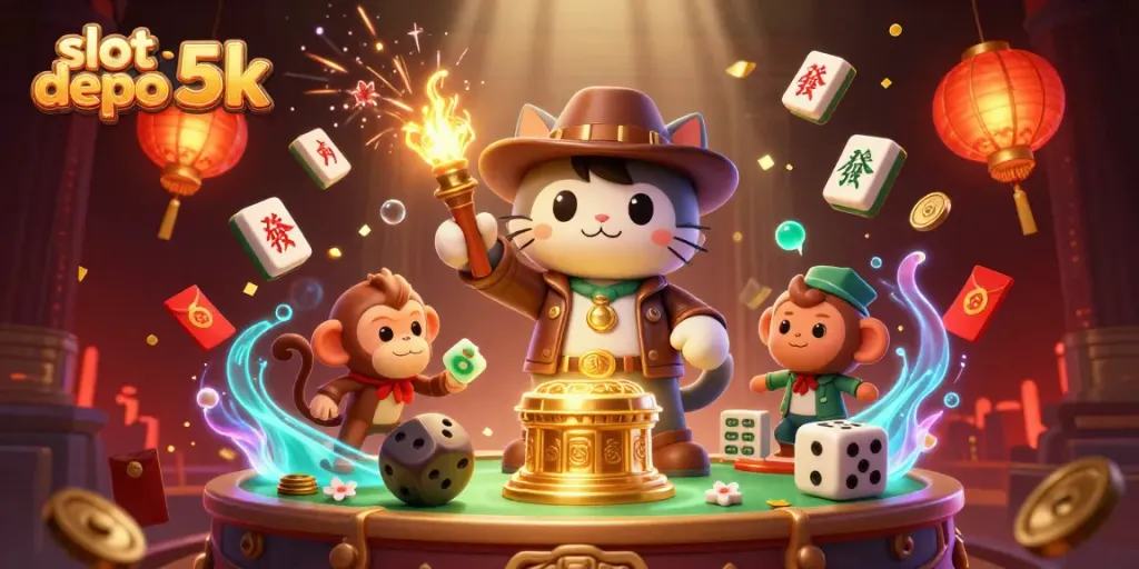 Engage in thrilling slot depo 5k action with a dynamic 3D casino adventure scene.