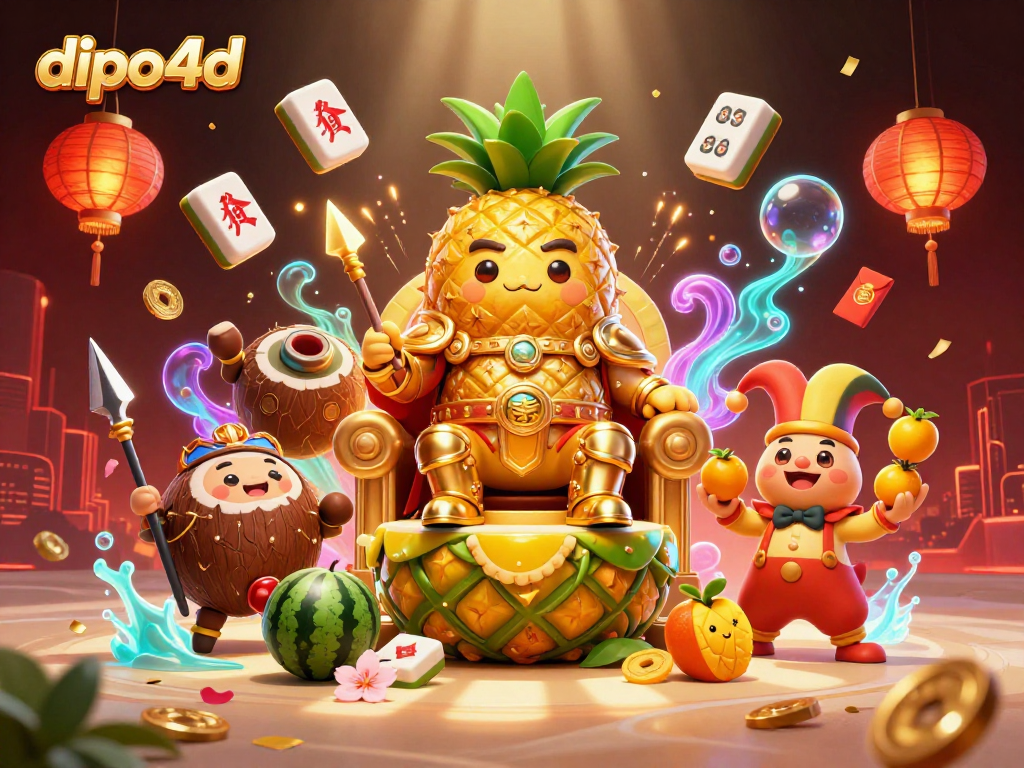 dipo4d brings electrifying fun with a golden pineapple king and tropical casino vibes.