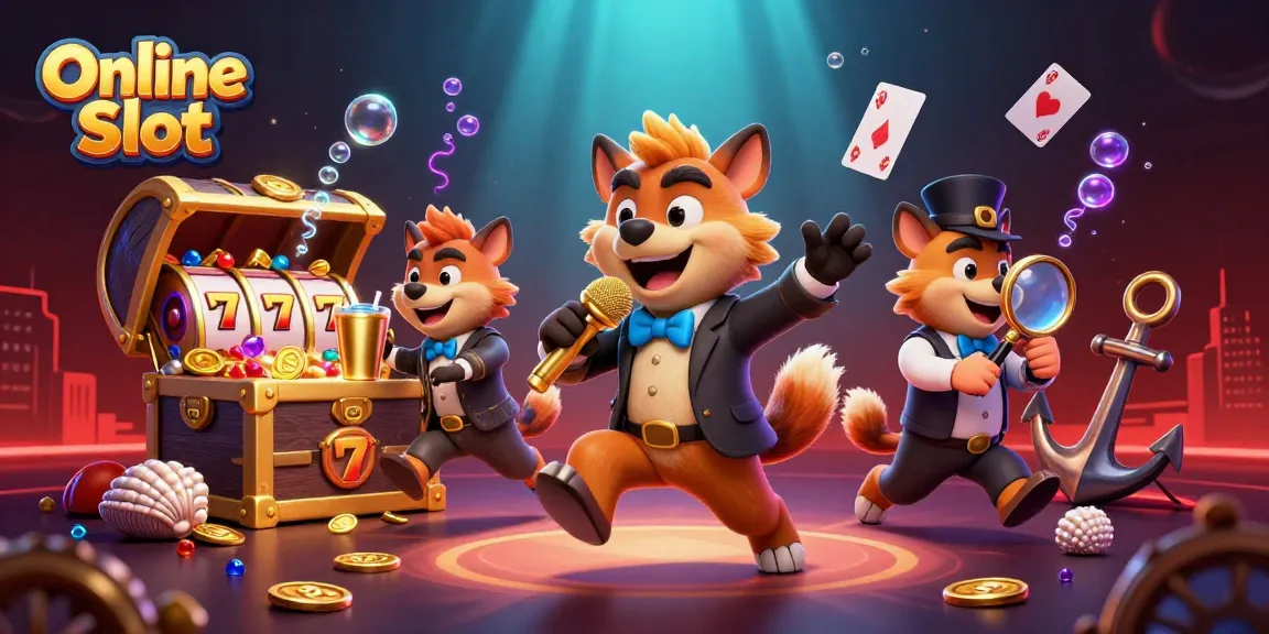 Play dynamic Online Slot games in a vibrant cartoon casino environment featuring hyenas and rich visuals.