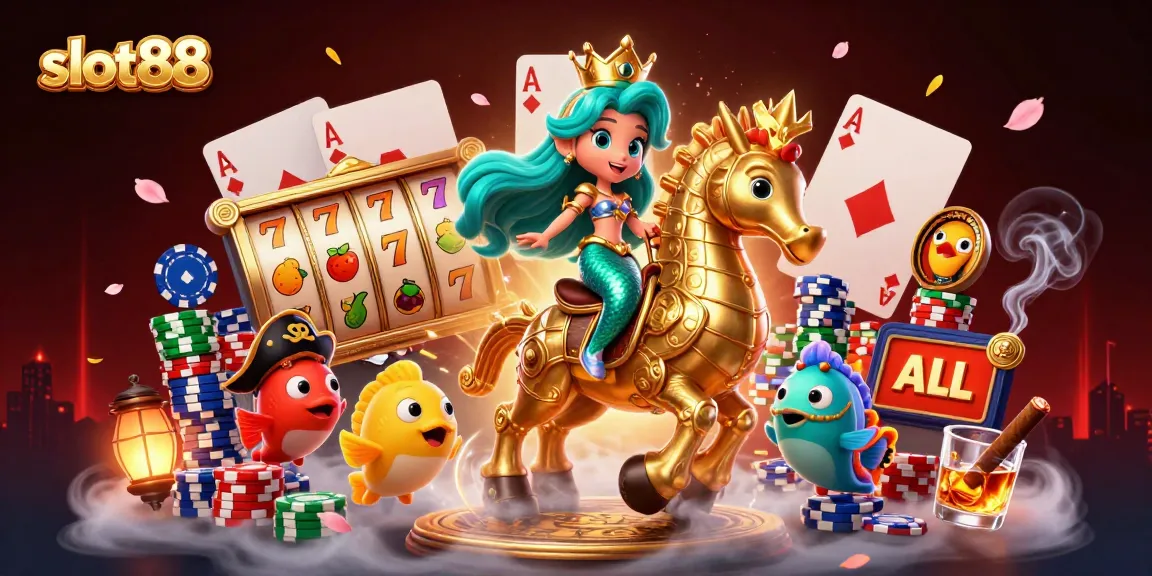 Experience the thrill of slot88 with a mesmerizing 3D mermaid princess and vibrant casino elements