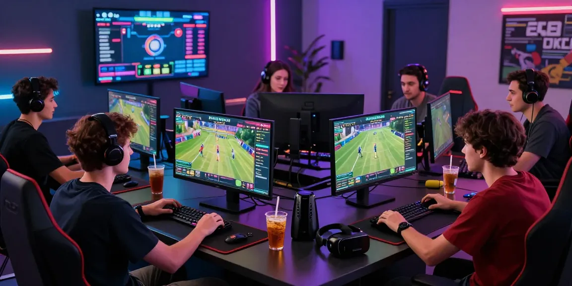Suasana permainan natunatoto dengan teman-teman mengikuti taruhan online dan diskusi strategi di ruang gaming modern.