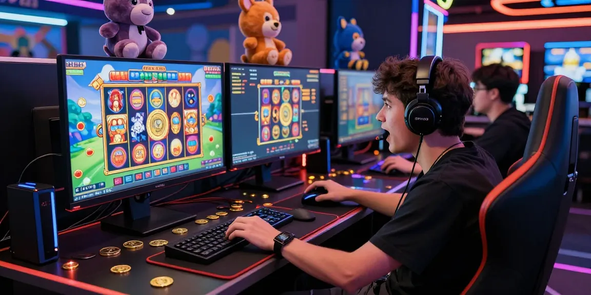 Exciting gaming experience at home with situs slot gameplay on vibrant screens, showcasing immersive gaming accessories.