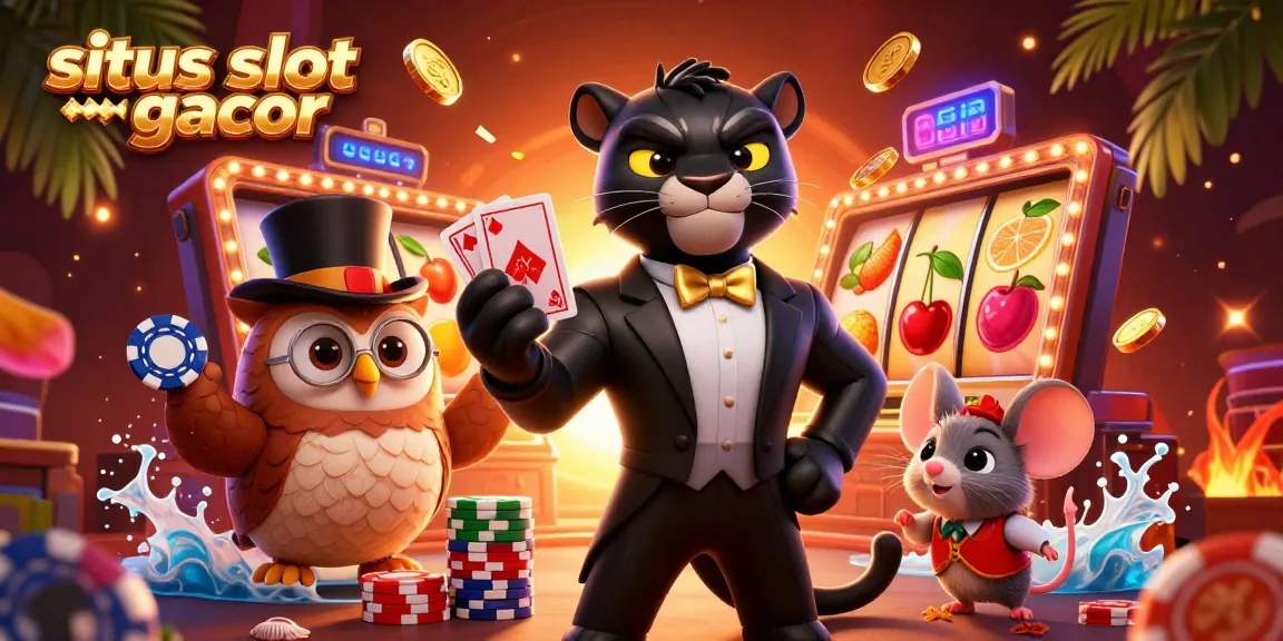 Gambarlah situs slot gacor yang menyenangkan dengan karakter unik dan elemen permainan kasino.