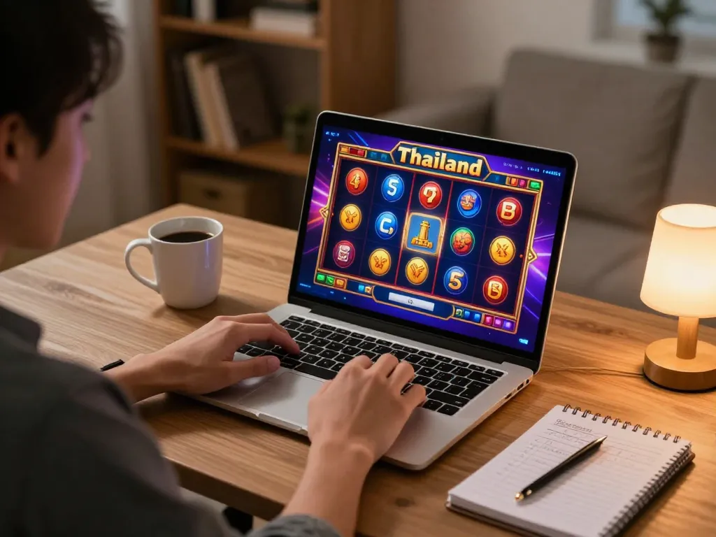 Engaging slot Thailand game session showcasing a player's excitement during online gameplay.