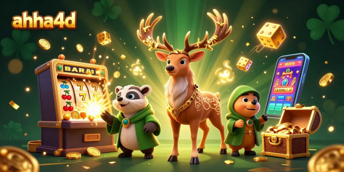 Experience winning excitement with ahha4d's vibrant casino scene featuring a druid stag and jackpot elements.