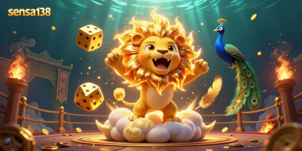 Engage with sensa138 and experience vibrant gaming excitement featuring a dynamic lion and golden dice.