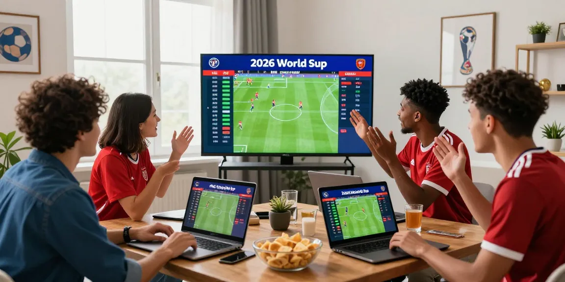 Group of friends eagerly discussing mix parlay strategies for the 2026 World Cup