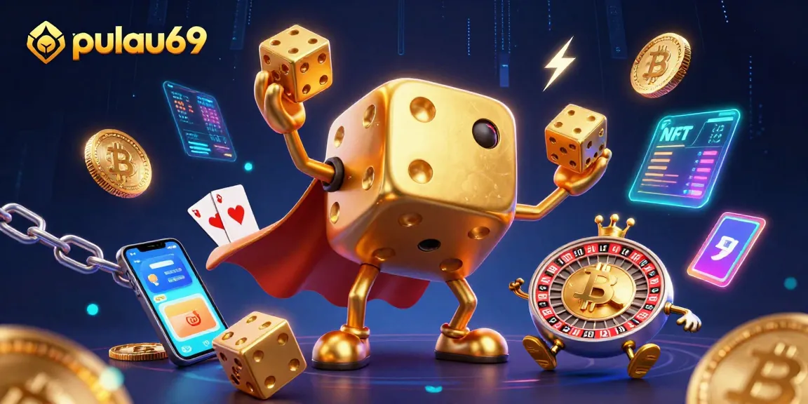 Engage in thrilling gameplay on pulau69 featuring a mesmerizing 3D illustration of casino elements.