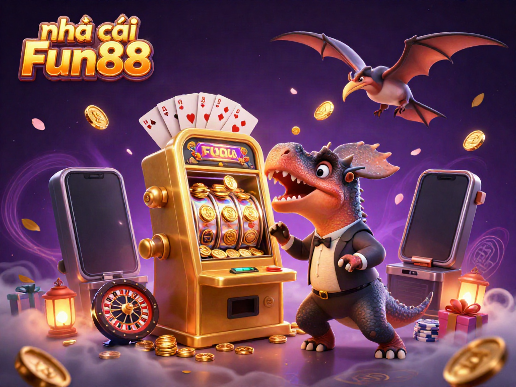 nhà cái Fun88 brings thrilling casino action to life with colorful slots and playful dinosaurs.