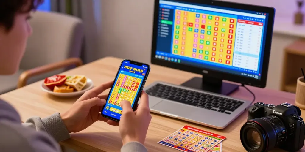 Pengguna cirebontoto menikmati taruhan togel online dengan smartphone dan hasil undian di layar.