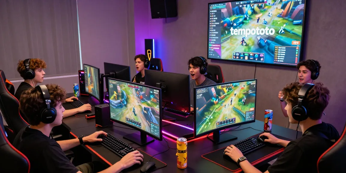 Engaging multiplayer gaming scene featuring players immersed in tempototo competition with vibrant graphics and gaming gear.